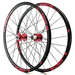 ITOSUI Parti di ricambio Set di ruote per Mountain Bike Set di ruote per bicicletta MTB 26 27, 5 29 pollici Cerchio in lega di alluminio Freno a disco Raggi piatti da 3, 0 mm Rilascio rapido 24H (Color : Red, Size : 29.5INCH)