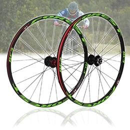 Asiacreate Ruote per Mountain Bike Set di Ruote per MTB 26 / 27, 5 Pollici Freno A Disco Ruota Anteriore Posteriore 24 Razze Cerchi per Mountain Bike 8-11 velocità Cassetta QR Cuscinetti Sigillati (Color : Green, Size : 26'')