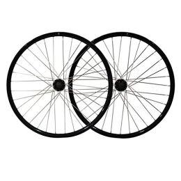 CHICTI Ruote per Mountain Bike Set Ruote 26" for Mountain Bike Bici da MTB A Cerchione A Doppia Parete Freno A Disco A Rilascio Rapido 32 Fori 7 8 9 velocità (Color : Black)