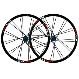 NEZIAN Parti di ricambio Set Ruote 26" For Mountain Bike MTB Ruota Della Bici Cerchio In Lega A Doppia Parete Rilascio Rapido Freno A Disco 24 Buche 7 8 9 10 Velocità (Color : Blue)