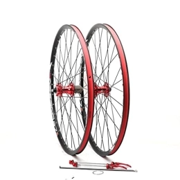 SHKJ Parti di ricambio Set Ruote Bici 26" Freno A Disco Rilascio Rapido Alluminio Cerchi Doppia Parete Mountain Bike Wheelset per 7 8 9 10 11 velocità Cassette (Color : Red, Size : 26 inch)