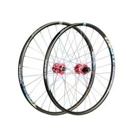 MirOdo Ruote per Mountain Bike Set Ruote for Mountain Bike 27.5 Pollici Set Ruote Sgancio Rapido Cerchio Doppio Strato In Lega Alluminio Supporto for Mozzo Freno Disco 28 Fori Cassetta Velocità 7-8-9-10-11-12 for MTB (Color : Red