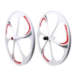 NEZIAN Parti di ricambio Set Ruote Per Bici MTB 26 Pollici 6 Razze Ruota Anteriore Del Cerchione Posteriore Della Bicicletta Set Ruote Per Mountain Bike Freno A Disco Bianco Per Cassetta 7 8 9 10 Velocità ( Color : White )