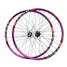 MirOdo Ruote per Mountain Bike Set Ruote Per Mountain Bike Sgancio Rapido Cerchi In Lega Alluminio Doppia Parete Set Ruote Per Freni Disco 6 Fori 26 / 27.5 / 29" Mozzi Cuscinetti Sigillati Set Ruote MTB Per 7-12S (Color : Purple, Siz