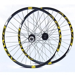 WangT Parti di ricambio WANGT Ruote Bici A Doppia Parete, per 26 27, 5 29 Pollici MTB Rim Freno A Disco Ruote per Mountain Bike A Sgancio Rapido 24H 8 9 10 velocità, Giallo, 29