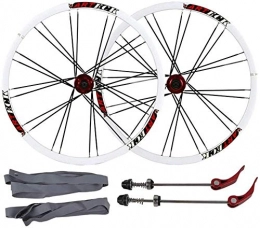 YSHUAI Parti di ricambio YSHUAI 26 Pollice Mountain Bike Ruote, Doppia Parete Cerchio MTB Bike Wheelset Sgancio Rapido Freno A Disco 7 8 9 10 Velocità Tamburo In Lega 24H, Bianco, 26