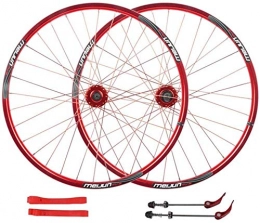 YSHUAI Parti di ricambio YSHUAI MTB Bike Wheelset 26 Pollici Freno A Disco Ruote Ciclismo Doppia Parete Cerchio In Lega QR Per Cassetta Hub Bicicletta 7-10 Velocità 32H, Rosso