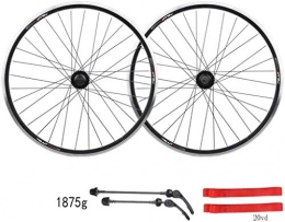 YSHUAI Ruote per Mountain Bike YSHUAI - Set di ruote per mountain bike, 20 26 pollici, freno a V, Nero, 20in rear wheel