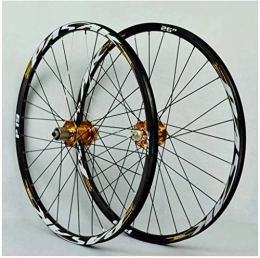 YSHUAI Parti di ricambio YSHUAI - Set di ruote per mountain bike, 26 / 27, 5 / 29", a doppia parete, con cuscinetti sigillati, con cuscinetto a disco e freno a disco QR, 7-11 velocità, oro, 27, 5
