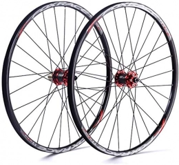 YSHUAI Parti di ricambio YSHUAI - Set di ruote per mountain bike da 26", 27, 5", ruota anteriore e posteriore, cerchione a doppia parete, freno a disco sigillato QR 1610g, 7-11, velocità 24H, Hub rosso., 27.5inch