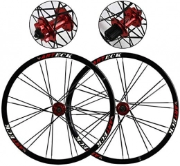 YSHUAI Parti di ricambio YSHUAI - Set di ruote per mountain bike da 26", con cerchione a doppia parete, freno a disco a sgancio rapido, cuscinetti sigillati 7 8 9 10 S 24H F1077 g R1265 g, rosso, A