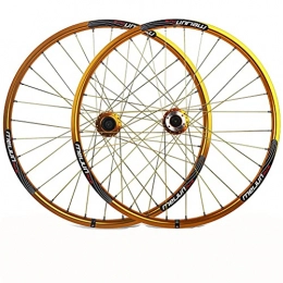 YUDIZWS Ruote per Mountain Bike YUDIZWS Cerchi Bici 26 Pollici MTB Disco Freno A Cerchioni Doppia Parete Cuscinetto Sfere Rilascio Rapido 7-8-9-10 di velocità Cassetta (Color : Gold)