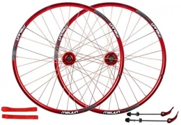 YZU Parti di ricambio YZU Cerchio a doppia parete in lega da 26 pollici MTB Ciclismo Ruote Mountain Bike Wheelset, Freno a disco a sgancio rapido, cuscinetti sigillati compatibili 7 8 9 10 velocità 32 H, rosso, 26 pollici