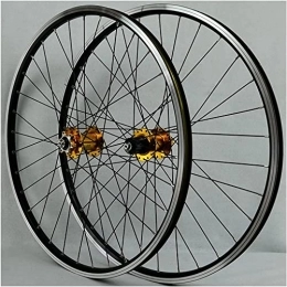 ZECHAO Ruote per Mountain Bike ZECHAO Mountain Bike Wheelset 26 / 27.5 / 29in, in Lega di Alluminio Doppia MTB. Rim RELATORE Veloce V / Disc Brake Disc 32H 7-11 Ruote Anteriori Anteriori a velocità Road Wheel (Color : Gold, Size
