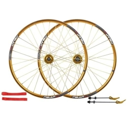 Zyy Ruote per Mountain Bike Zyy Set Ruote, Ruote Ciclismo Set Ruote Freno a Disco Mountain Bike Cuscinetto a sgancio rapido Cuscinetto 7 / 8 / 9 / 10 velocità 26 Pollici Posteriore Mozzi (Color : Gold)