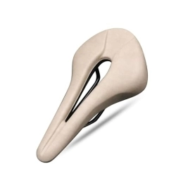 kimmE Sella Bici Bike Saddle Hollow MTB Cuscino for Biciclette Monopezzo Pu Cuoio Morbido Comodo Sedile for Uomini Donne Road Mountain cicliche Sellino Bici (Color : Beige)