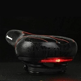 MASO Seggiolini per mountain bike MASO - Sella per bicicletta da città, cuscino con fanale posteriore a LED, impermeabile, morbido, cavo traspirante, per bici da strada, MTB, colore: nero e rosso