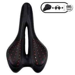 GHMOZ Seggiolini per mountain bike Sport all'aperto Bike Sella della Bicicletta Cuscino del Sedile in Pelle Traspirante PU Hollow comodità Posto a Sedere Strada MTB Bike Cycling Saddle Antiurto Biciclette (Color : A Red with Gift)