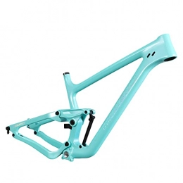 Triaero Cadres de vélo de montagnes TRIAERO P1 Cadre en fibre de carbone pour VTT 29er Trail Taille L Voyage 130 mm en turquoise