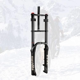 PHOCCO Pièces de rechanges 20" / 26'' Fat Fourche Air Fourche pour Vélo 1-1 / 8 Tube Droit Double Contrôle D'épaule VTT Fourche De Suspension Voyage 80 / 130mm QR 9mm Frein Disque Fit 4.0" Gros Pneu XC / AM (Color : 20in Black)