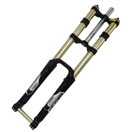 Auoiuoy Pièces de rechanges Auoiuoy VTT Fourche Avant, Avant de vélos Fourche vélo VTT Fourche 26 Pouces VTT DH Descente Avant Fourche hydraulique Ressort d'amortisseur d'épaule Frein à Disque Avant Fourche, Gold-26inch