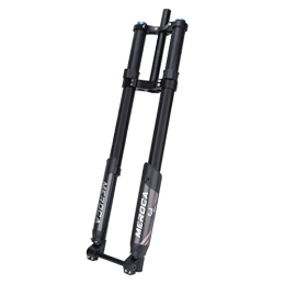 QJWM Pièces de rechanges Fourche Avant De Vélo VTT 26 / 27.5 Pouces Voyage 200Mm Fourches À Suspension Tube Droit Ultraléger Vélo Amortisseur Double Épaule Rebond Ajuster 27.5inch