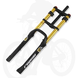 PHOCCO Pièces de rechanges Fourche À Suspension Vélo 26 Pouces Libération Rapide Descente 4.0 Fourche À Air Fat Bike Fourche VTT E-Bike 1-1 / 8" Frein À Disque 140 Mm Débattement (Color : Gold)