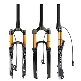 HSQMA Pièces de rechanges HSQMA 26 / 27.5 / 29 Pouces Fourche À Air VTT 100mm De Débattement Fourche De Suspension pour Vélo Tube Conique Fourche Avant Verrouillage À Distance QR 9mm (Color : Black Gold, Size : 27.5'')