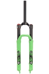 HSQMA Pièces de rechanges HSQMA 26 / 27.5 / 29 VTT Air Fourche À Suspension Déplacement 100mm, 28.6mm Tube Droit QR 9mm Verrouillage De La Couronne XC Vélo De Montagne Fourches Avant Frein À Disque (Color : Green, Size : 29inch)