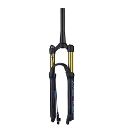 LHHL Pièces de rechanges LHHL 26 / 27.5 / 29 Pouces Fourche De Montagne Débattement 120mm Vélo De VTT Fourche À Suspension Axe De 9 Mm Frein À Disque Vélo Fourche (Color : Gold-Tapered Remote, Size : 27.5 inch)