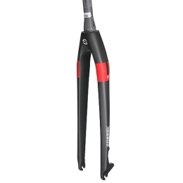 LHHL Pièces de rechanges LHHL Fourche Rigide VTT 26 / 27.5 / 29'' Fibre De Carbone Vélo De Montagne Fourche Avant Frein À Disque 9x100mm QR Fourche Vélo 1-1 / 8" sans Filetage Tube Conique (Color : Black Red, Size : 29")