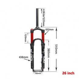 Longjiahaiwei Pièces de rechanges Longjiahaiwei VTT Suspension Fork Vélo Fourche Avant VTT Fourche Avant de 26 Pouces 27.5 Pouces 29 Pouces Double Air Suspension Chambre Fourche Avant Fourche gaz Mountain Bike Fork