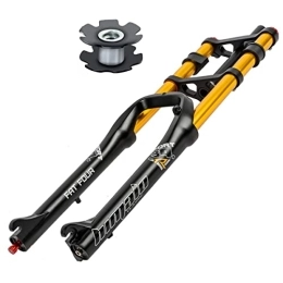 RUJIXU Pièces de rechanges RUJIXU 26 Pouces Fourches VTT Suspension Motoneigeb ATV pour 4.0 Pneu Descente À Double Épaule Vélo De Montagne Amortisseur Fourche DH / AM QR 170mm (Color : Black Gold)