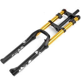 SMANNI Pièces de rechanges SMANNI Double épaule Graisse Fourche réglage du Rebond vélo 26quot 4.0quot Fourche pneumatique VTT VTT 26 Pouces 135mm magnésium (Color : 34MM 26-4.0 Gold)