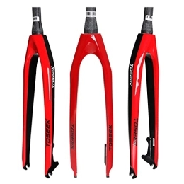 ZECHAO Pièces de rechanges ZECHAO Fourche Avant De Vélo en Fiber De Carbone, 26 / 27.5 / 29 Pouces VTT Fourche Dure Tube Cône 1-1 / 2" 160mm Freins À Disque pour Accessoires De Vélo Fourches Avant Vélo (Color : Red, Size : 26inch