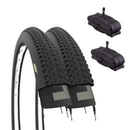 ECOVELO Pièces de rechanges ECOVELO Pneus VTT à Crampons 26 x 1, 95 (50-559) + Chambres avec Valve américaine 2 Unisexe Enfant, Noir, MTB 26 pollici tassellati