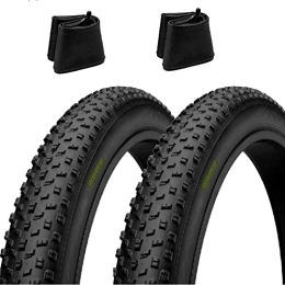 ECOVELO Pièces de rechanges Ecovelò 26 x 4.0 (100-559) + Chambres avec V.a Fat Bike Pneus VTT 2 X Adulte Unisexe, Noir, 26