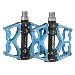 BONMIXC Pédales VTT BONMIXC Pédales de Vélo VTT Aluminium Grande Plateforme Antidérapante Roulement Scellé Motif de Squelette 9 / 16" Filetage (Bleu)