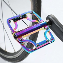 GYMNASTIKA Pédales VTT GYMNASTIKA Bicycle Flat Pedals, 1 Pair Bike Pedals Large Force Antiskid Multicolor Cool Colorful 3 Bearing Cycling Pedal for Mountain Road Bicycle Éblouissant
