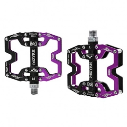 LAUTO Pédales VTT LAUTO Pédales de vélo, pédales de vélo de Montagne Route dans Le Moule en Alliage d'aluminium usiné CNC 3 roulements Large Plate-Forme VTT, pour vélo de Route BMX VTT 9 / 16, Violet