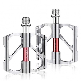 LOYFUN Pièces de rechanges LOYFUN Cyclisme Plate-Forme pédales, Pédales de vélo 9 / 16 Pouce axe Universel de Cyclisme pédales en Alliage d'aluminium léger pédale de vélo de Montagne for VTT, vélo de Route (Color : Silver)