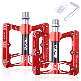 LUROON Pédales VTT LUROON Pédales de Vélo, Pédales pour Vélo Route De Montagne Durables Antidérapantes en Aluminium Pédales De Vélo De Route 9 / 16" pour VTT BMX Et Vélo Pliant (Rouge)