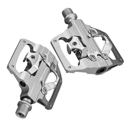 NMNMNM Pièces de rechanges NMNMNM Pédales automatiques de vélo VTT autobloquantes CNC en Alliage d'aluminium du Portant SPD Double Plate-Forme Plate pédale de vélo de Montagne (Couleur : Rouge) (Argent)