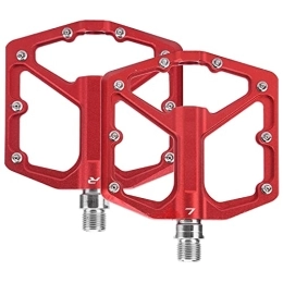 Pinsofy Pédales VTT Pinsofy Pédales de vélo de Montagne, pédales Plates de Plate-Forme de vélo de Conception Creuse Pratique pour l'extérieur pour Les vélos de Route pour Les vélos de Montagne(Rouge)