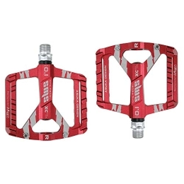 Bestine Pièces de rechanges Pédale de vélo de Montagne, Bestine 9 / 16"Alliage d'aluminium Ultra-léger antidérapant VTT vélos de Route pédales de Plate-Forme de vélo pour l'équitation en Plein air (Rouge)