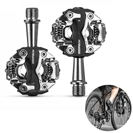 Soekodu Pièces de rechanges Pédale MTB Pédales VTT Pédales de Cyclisme Pédale SPD à Double Plateforme Autobloquante Pédales de Vélo de Montagne Polyvalentes Filetage 9 / 16" pour BMX VTT Spin Trekking Bike (Noir)