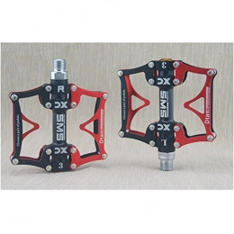 HXsports Pièces de rechanges Pédales bicyclettes, pédales en aluminium, pédale, Easy to install pedal, CNC bearing bicycle pedals avec palin, pédale, mountain bike, 3 bearing, palin, pédale, bicolore, aluminium - alliage et pédale., Noir / rouge