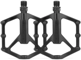 ITISIR Pédales VTT pédales de vélo, cale, Alliage d'aluminium de Montagne avec goupilles antidérapantes Pédales à Plate-Forme légère Roulement scellé du 9 / 16 '' for vélo de Route VTT BMX (Color : Black)