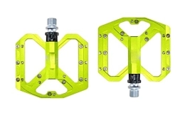 NOOLAR Pièces de rechanges Pédales de vélo de Montagne, Pieds Plats Ultra légers pédale de vélo de Montagne VTT CNC en Alliage d'aluminium scellé 3 roulements antidérapants pièces de vélo de pédale de vélo (Color : Green)