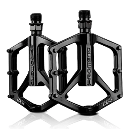 RainFlowwer Pièces de rechanges Pédales de vélo de montagne, pédales plates de route / VTT, pédales de vélo antidérapantes et légères en alliage d'aluminium, compatibles avec les pédales de vélo de route BMX de 1, 4 cm (noir)